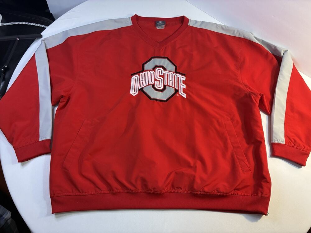 Ohio State Buckeyes Pullover Jacket Men's 2XL Red V-Neck Windbreaker NCAA
